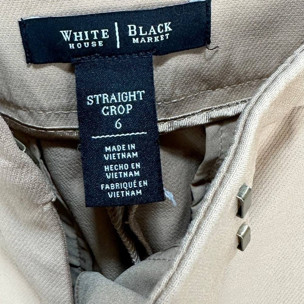 White House Black Market Straight Crop Pants Womens 6 Khaki Career Office WHBM - Picture 10 of 11